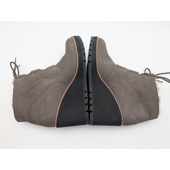 Eileen Fisher Alpine Shearing Leather Wedge Booties Graphite Size US10 EU41 - Picture 6 of 10